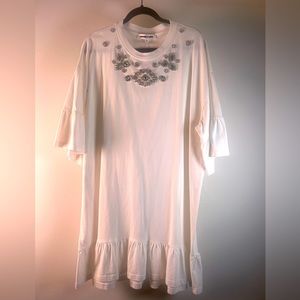 Alexander McQueen McQ Line White Rhinestone Detail Shirtdress Size L